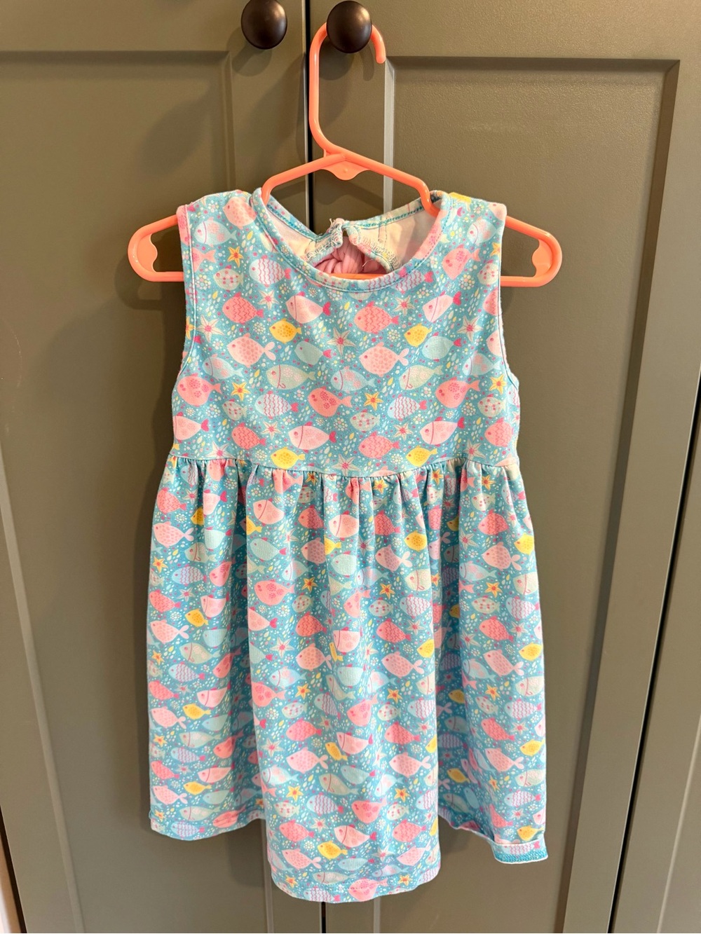 Stitchy Fish Shiny Scales Dress, 4T